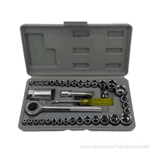 40pcs 1/4" 3/8" Socket Tool Set Ratchet Wrench